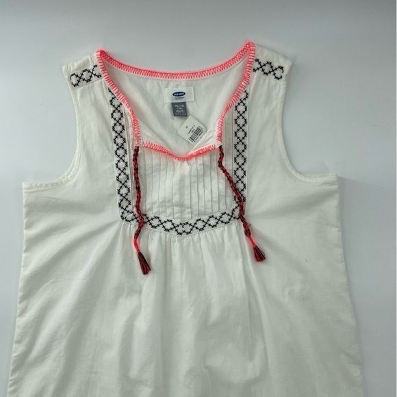 NWT Old Navy Big Girl White and Black Cotton Sheath Dress Neon stitching XL - Picture 2 of 7